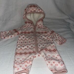 Carter's Pink and White Patterned Footie Onsie Size Newborn